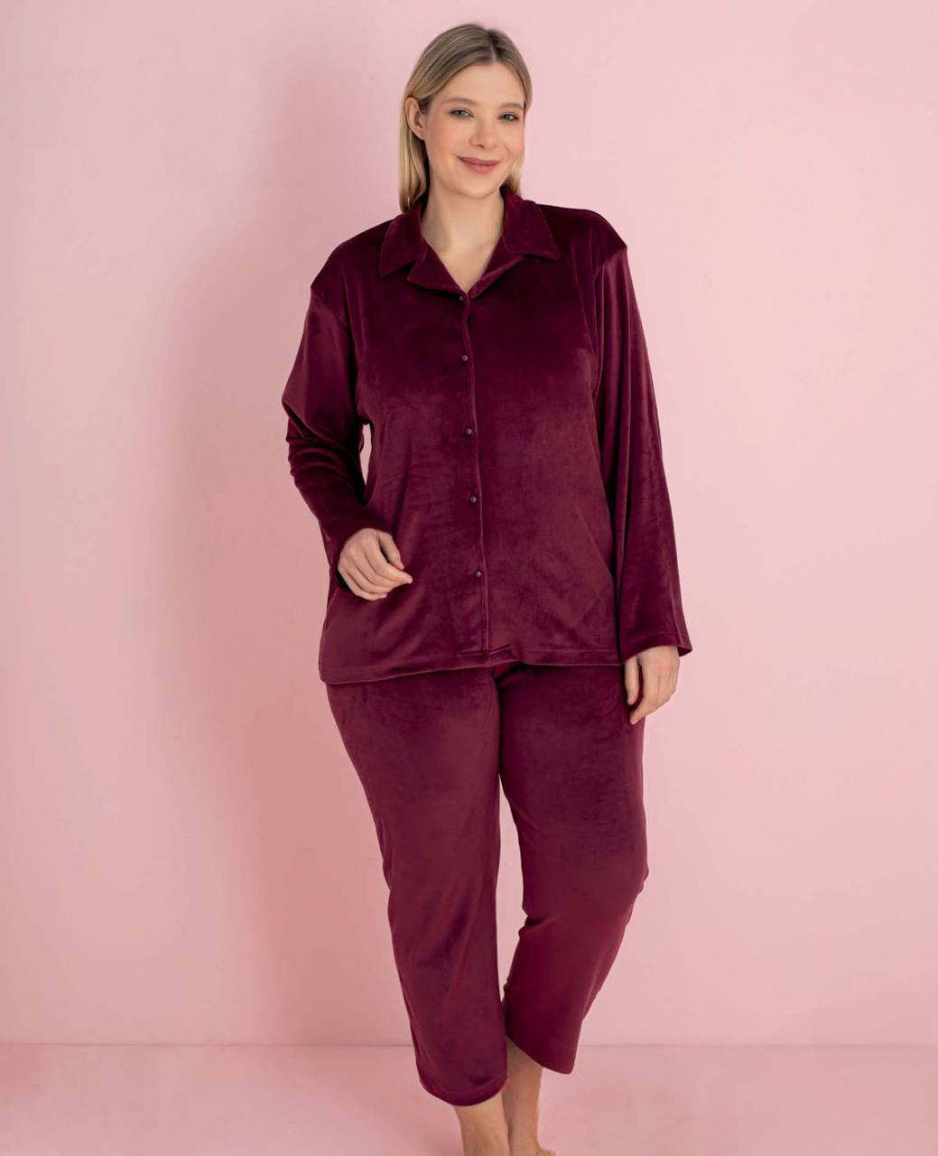 Velvet Front-Buttoned Set