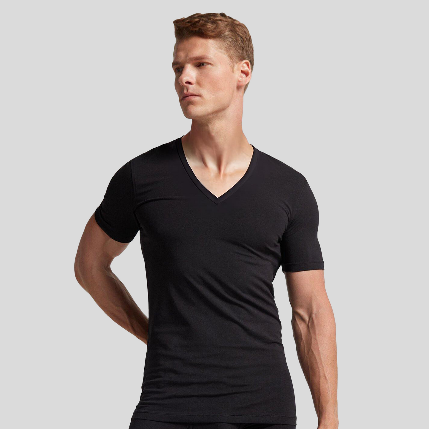 DIMO - Cotton V-Neck Undershirt - Black