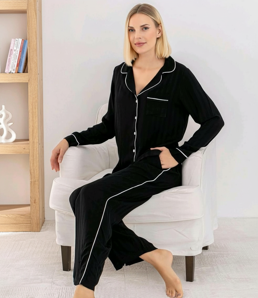 Soft Satin Front-Buttoned Set