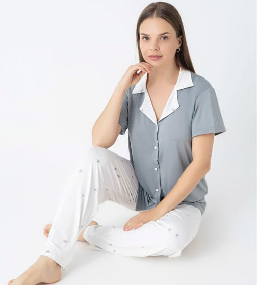 Soft Cotton Front-Buttoned Set