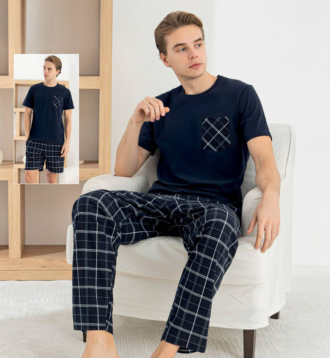 Cotton 3-Piece PJ Set – T-Shirt, Pajama Pant & Short