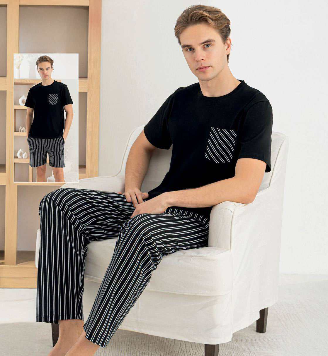 Cotton 3-Piece PJ Set – T-Shirt, Pajama Pant & Short