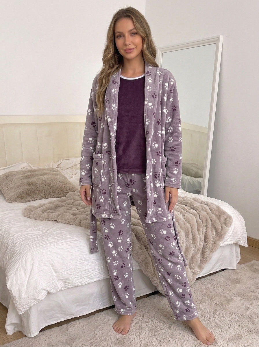Women’s 3-Piece Mohair Pajama & Robe Set