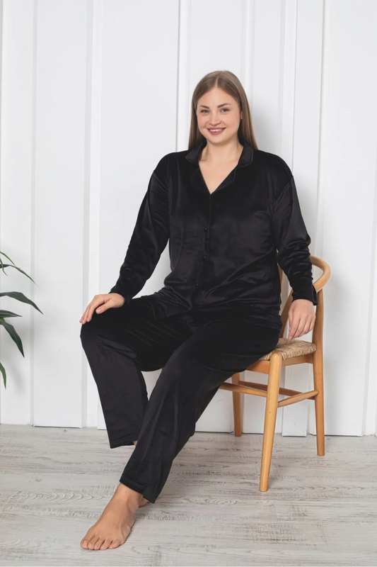 Velvet Front-Buttoned Set