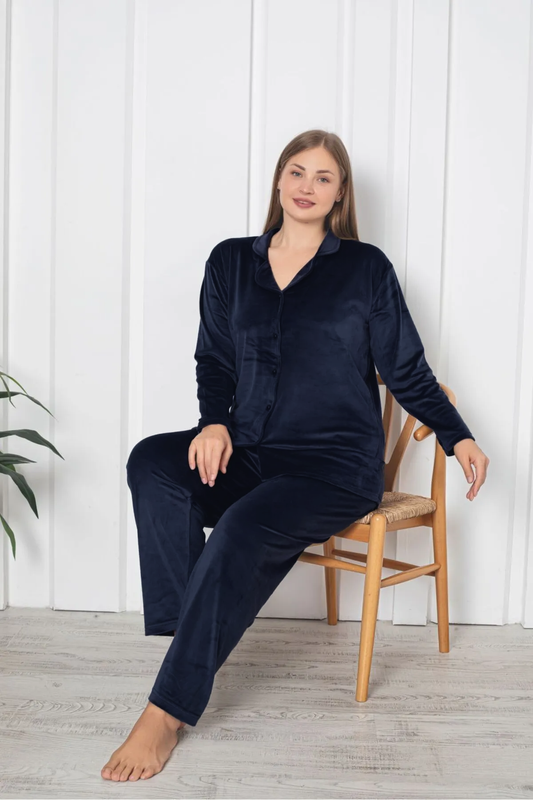 Velvet Front-Buttoned Set