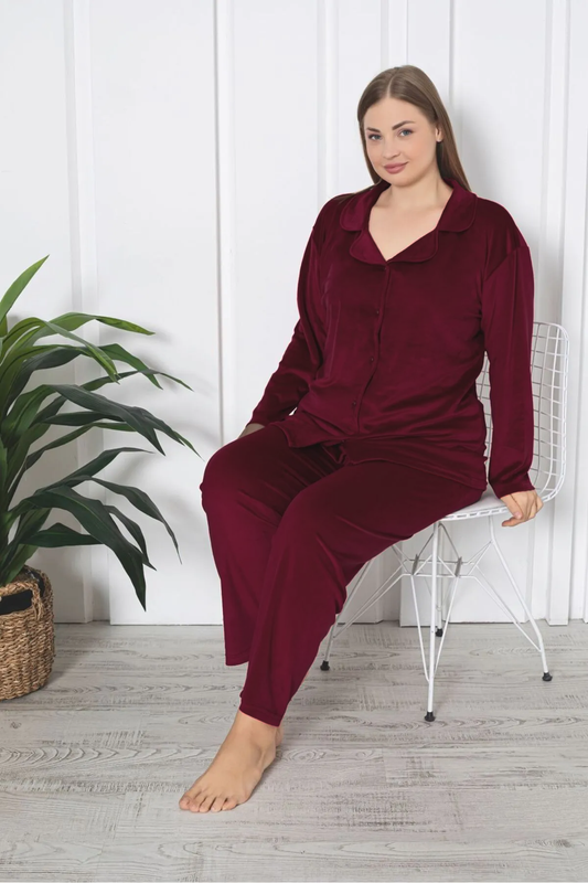 Velvet Front-Buttoned Set