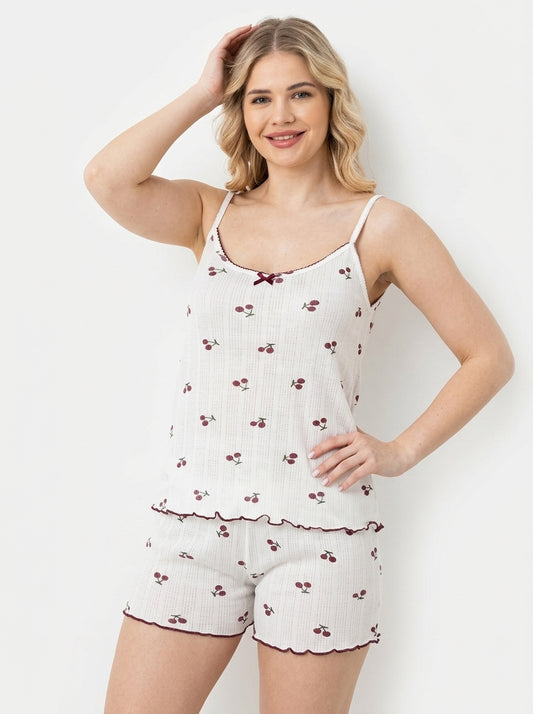 Breathable Cotton Pointelle Knit Shorts Set