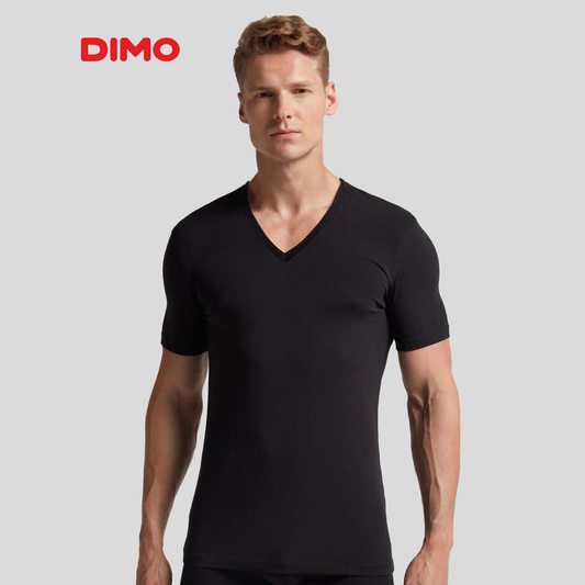 DIMO - Cotton V-Neck Undershirt - Black