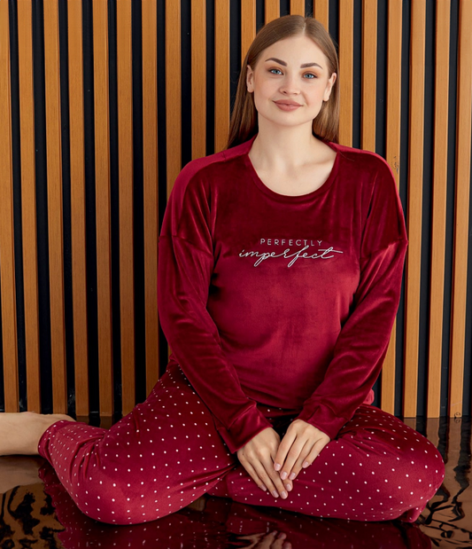 CHARMOUR - Women's Two Piece Micropolar Flannel Pajama Set with