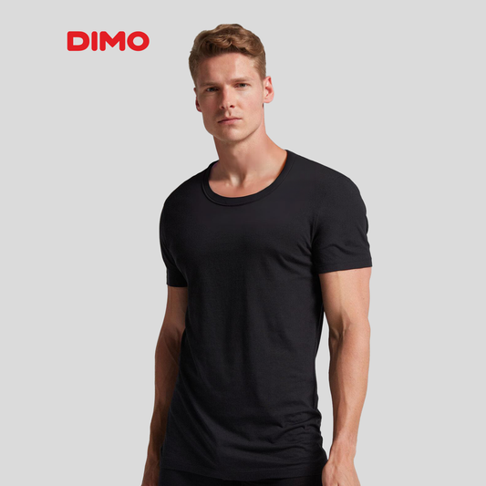 DIMO - Cotton O-Neck Undershirt - Black