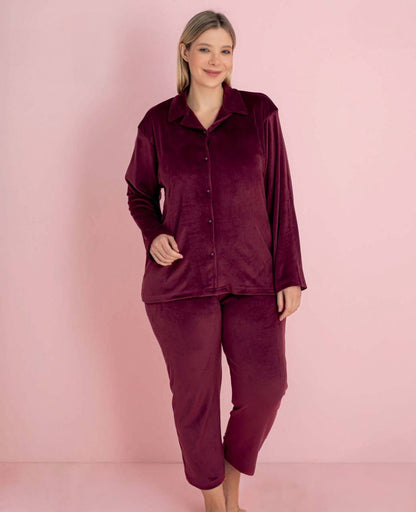 Velvet Front-Buttoned Set