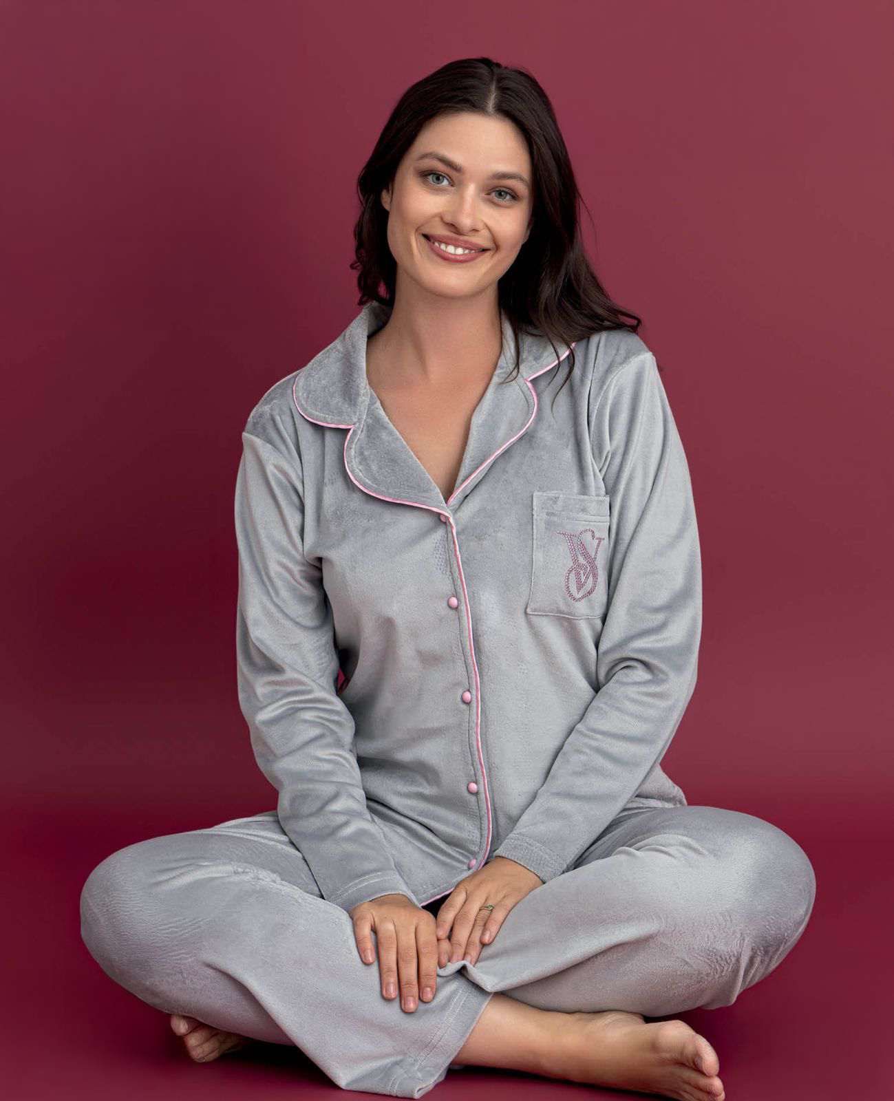 Velvet Front-Buttoned Set