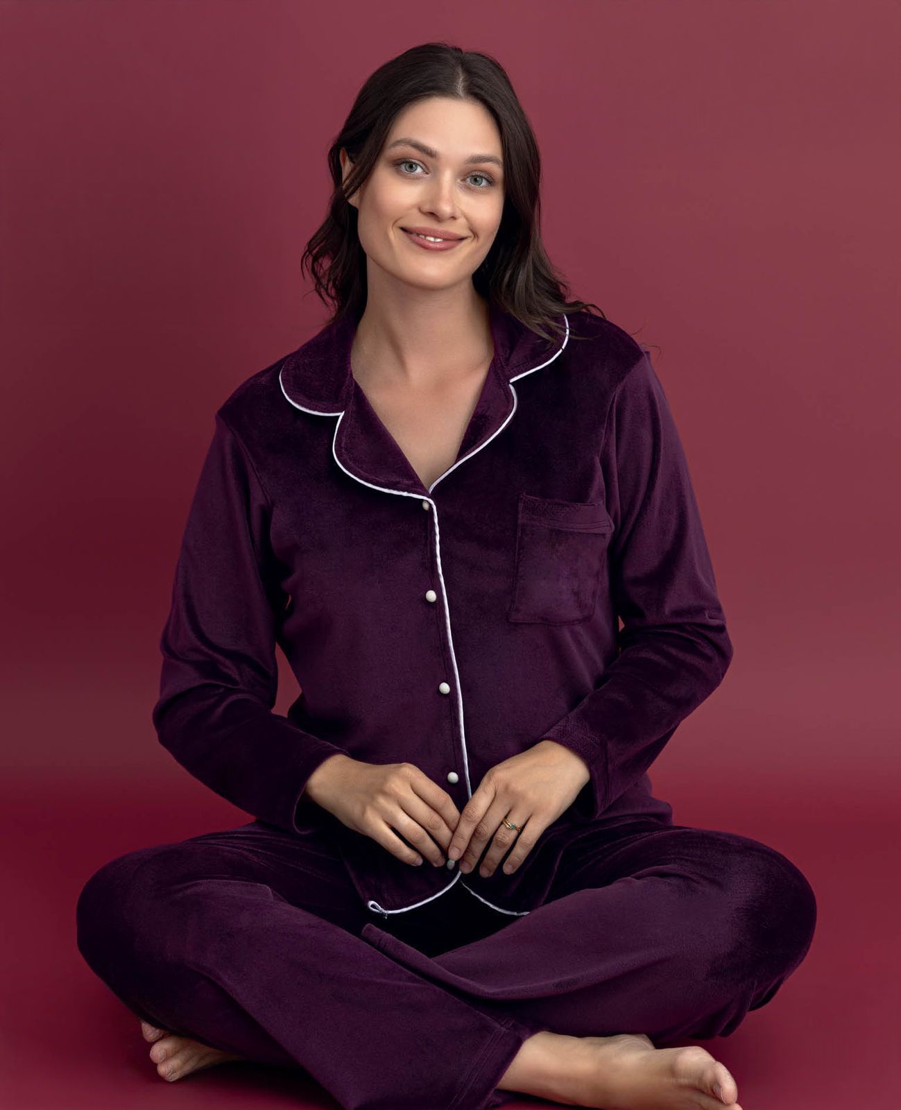 Velvet Front-Buttoned Set