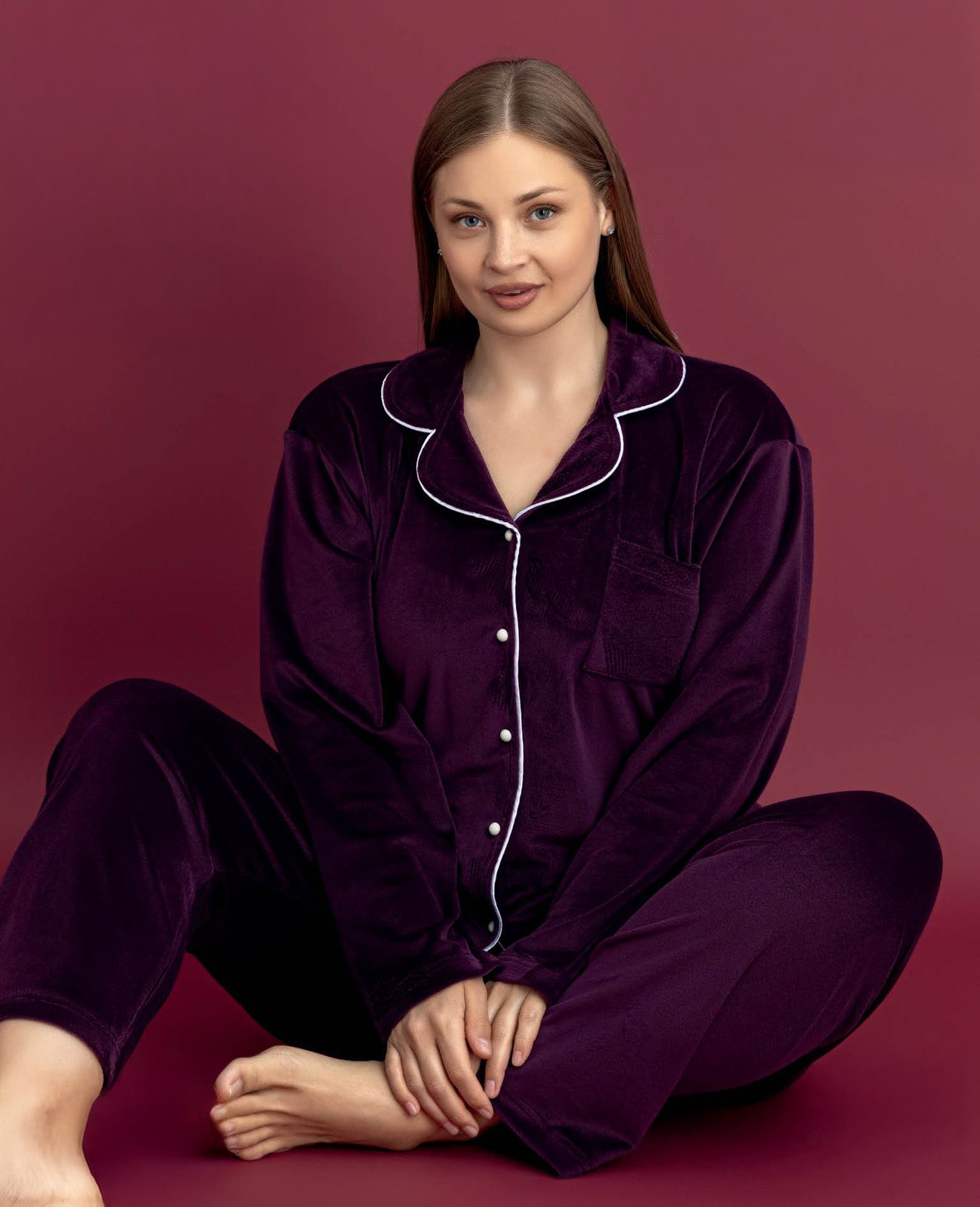 Velvet Front-Buttoned Set