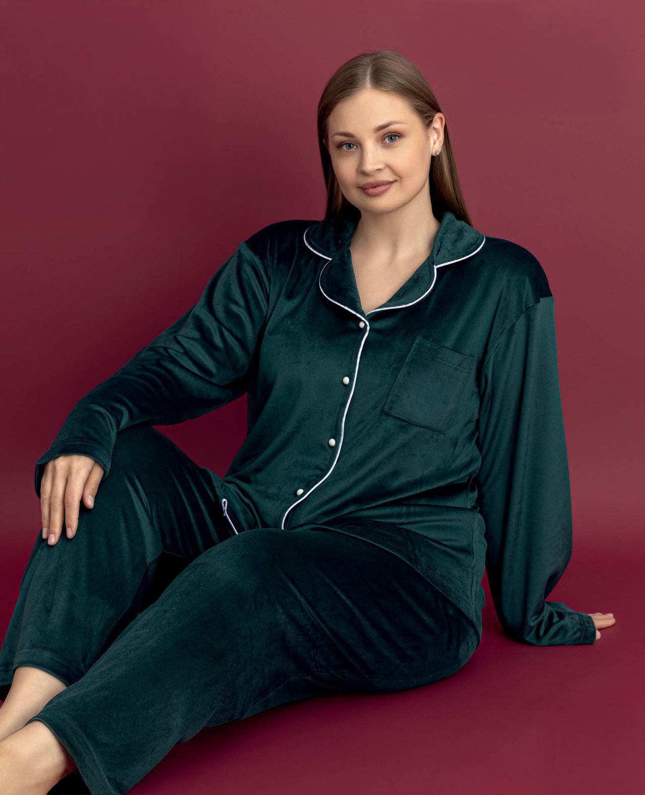 Velvet Front-Buttoned Set