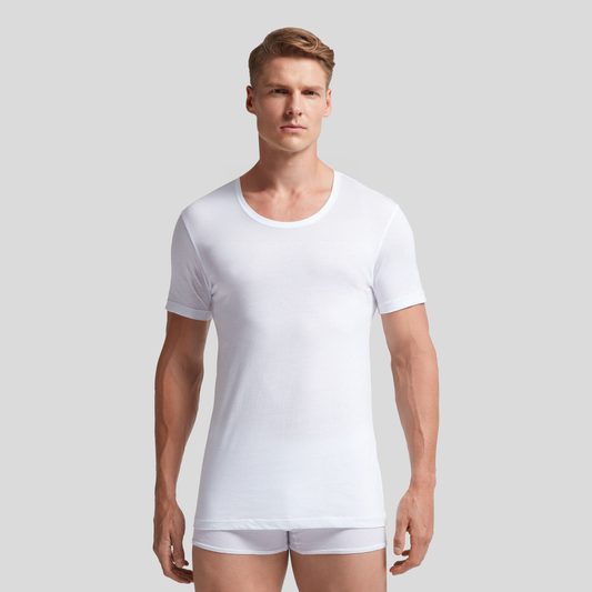 Cotton O-Neck Undershirt - White