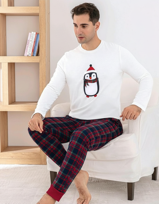Cotton Top With Thermal Plaid Pant PJ Set