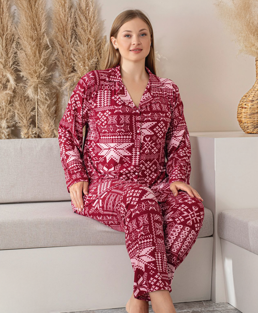 Light Fleece Front-Buttoned Set