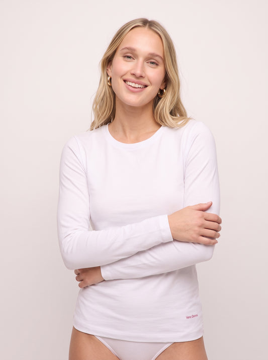 Long-Sleeve Stretch Cotton Undershirt