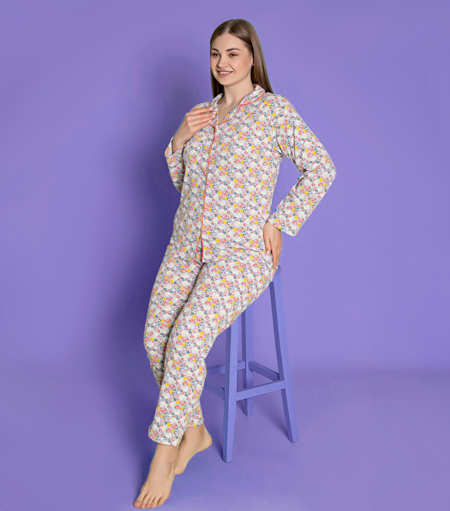 Light Cotton Front-Buttoned Set