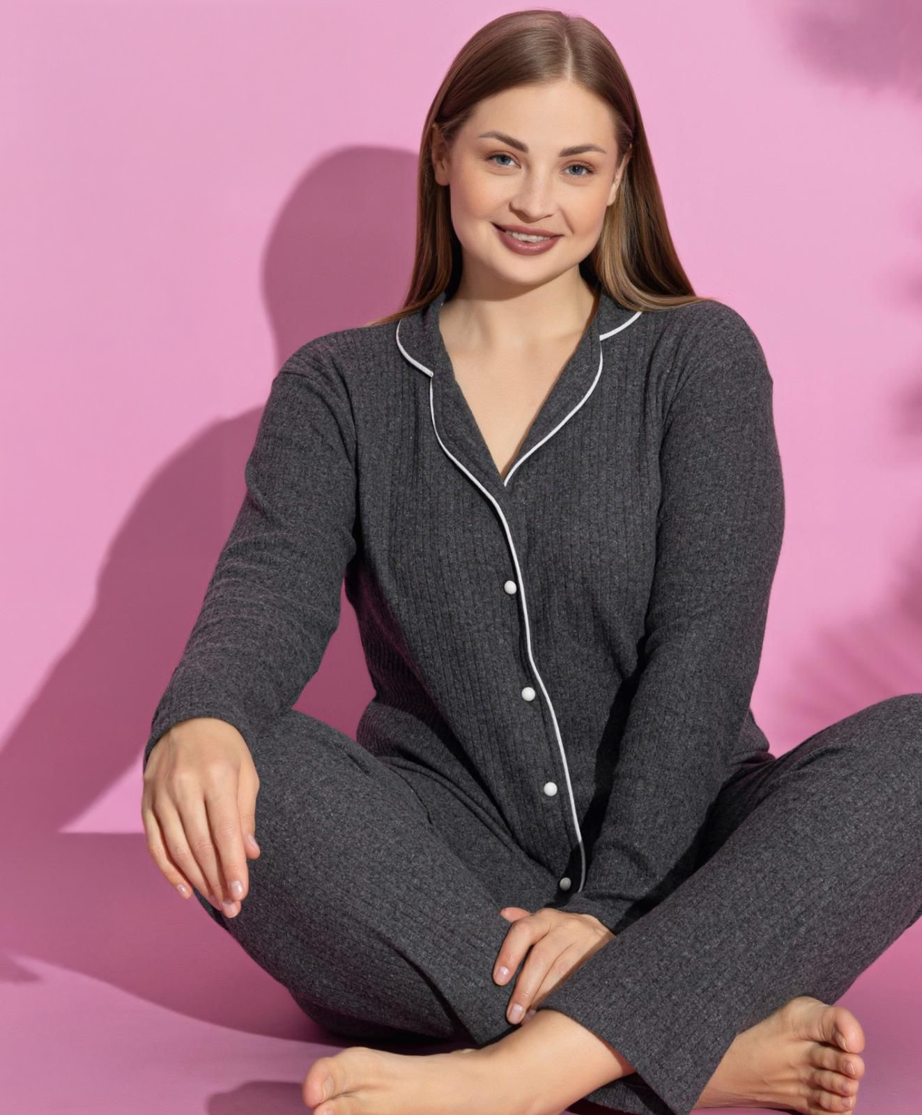 Cotton Interlock Front-Buttoned Set