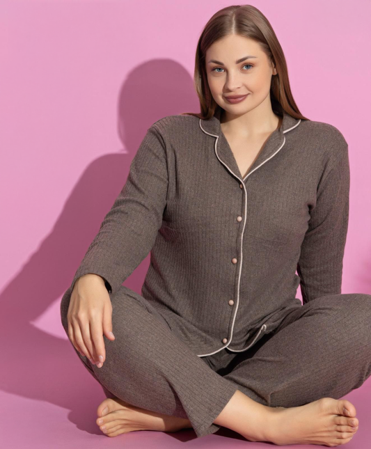 Cotton Interlock Front-Buttoned Set