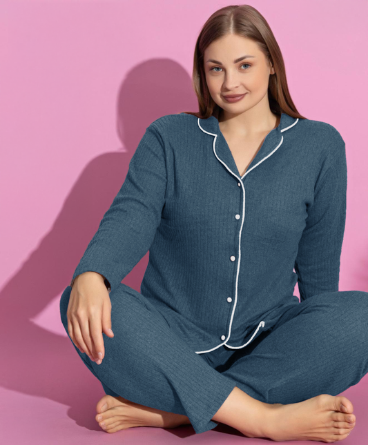 Cotton Interlock Front-Buttoned Set