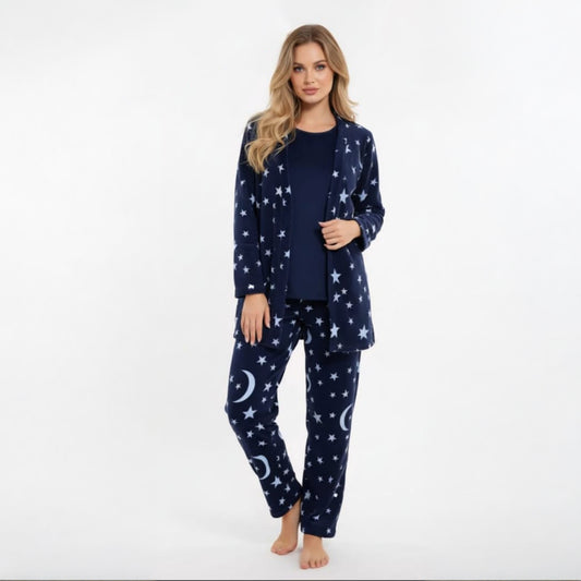 3-Piece Mohair Fleece Pajama & Robe Set