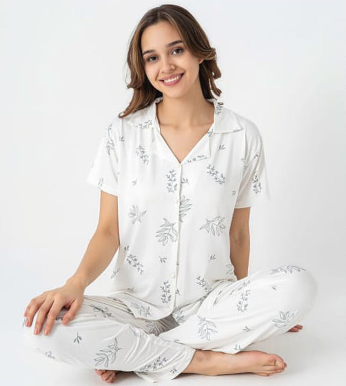 Soft Cotton Front-Buttoned Set