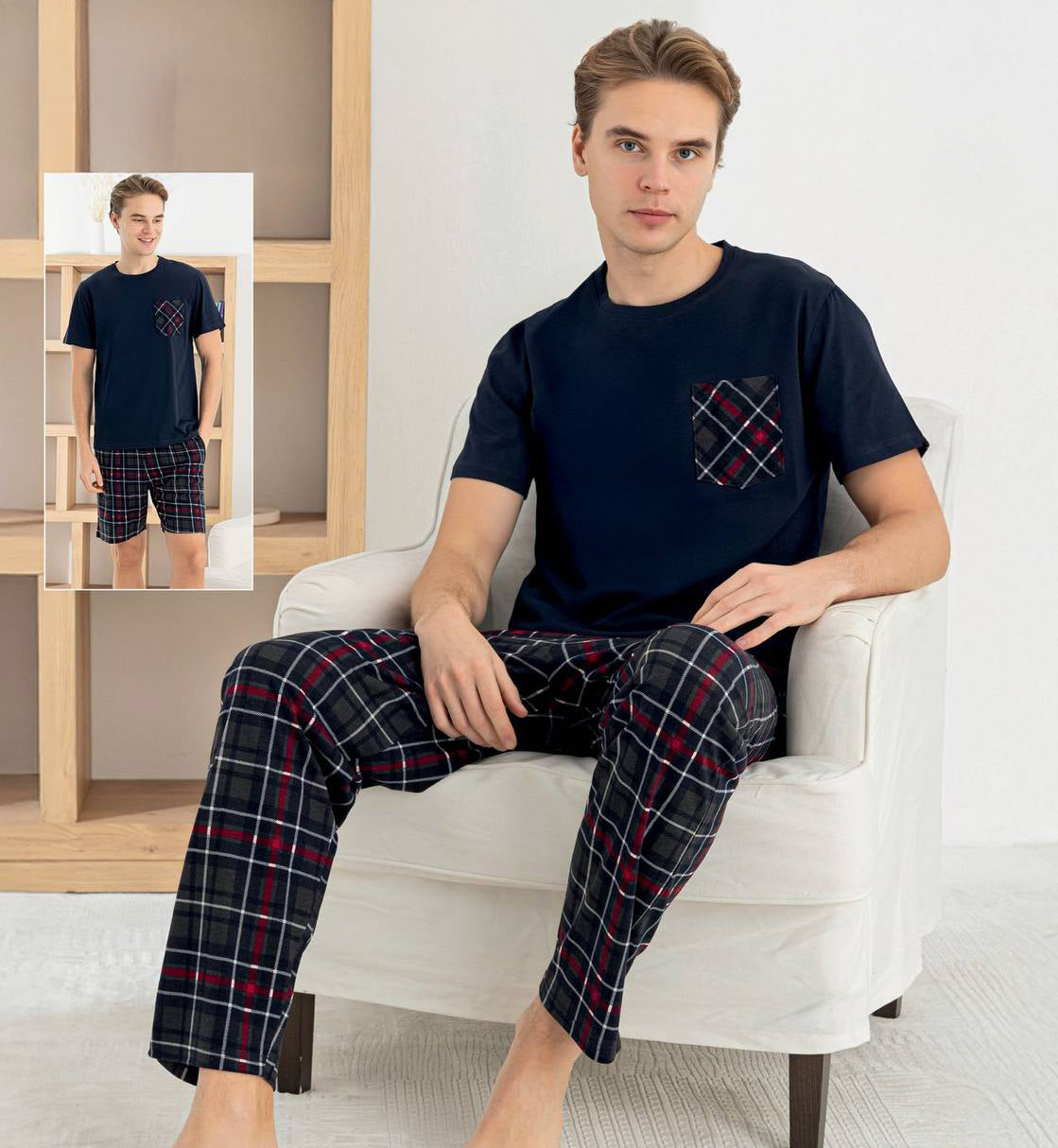 Cotton 3-Piece PJ Set – T-Shirt, Pajama Pant & Short