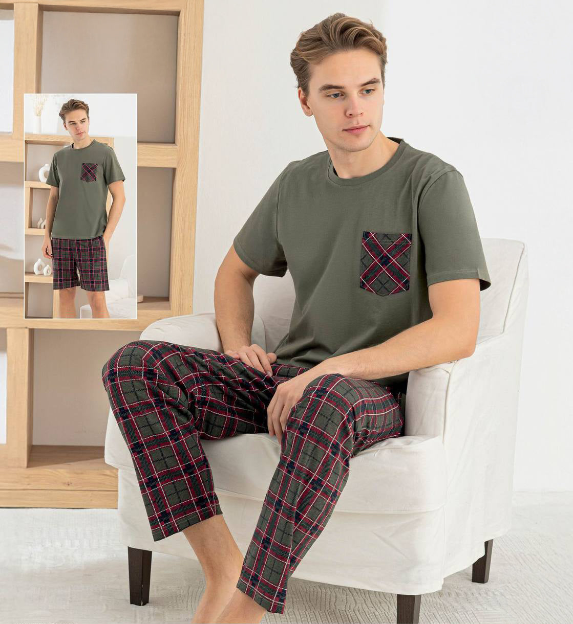 Cotton 3-Piece PJ Set – T-Shirt, Pajama Pant & Short