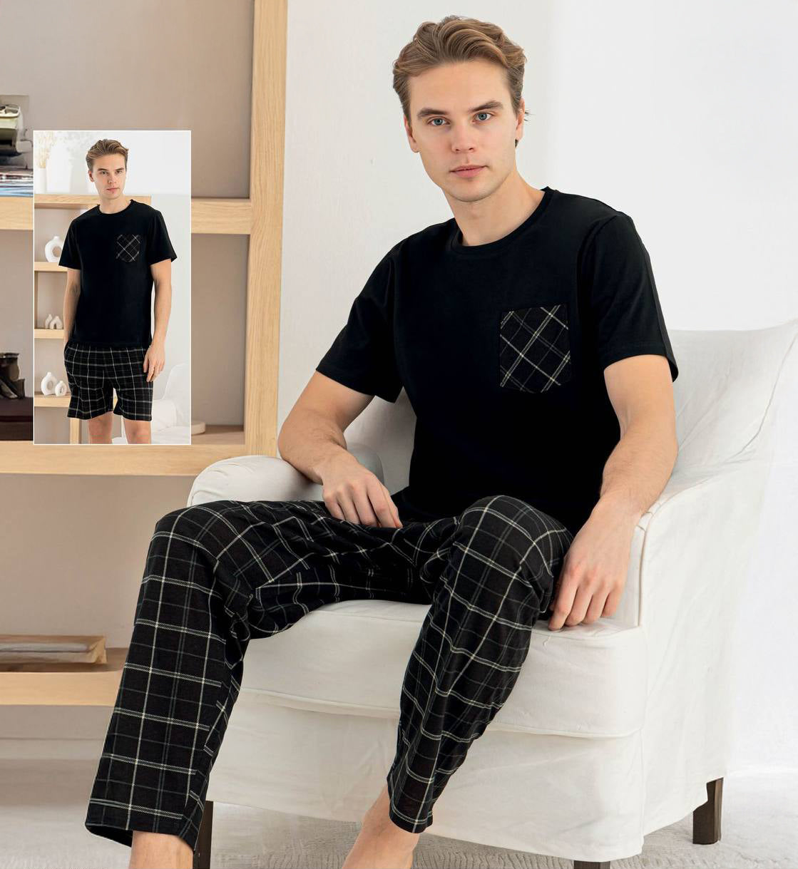 Cotton 3-Piece PJ Set – T-Shirt, Pajama Pant & Short