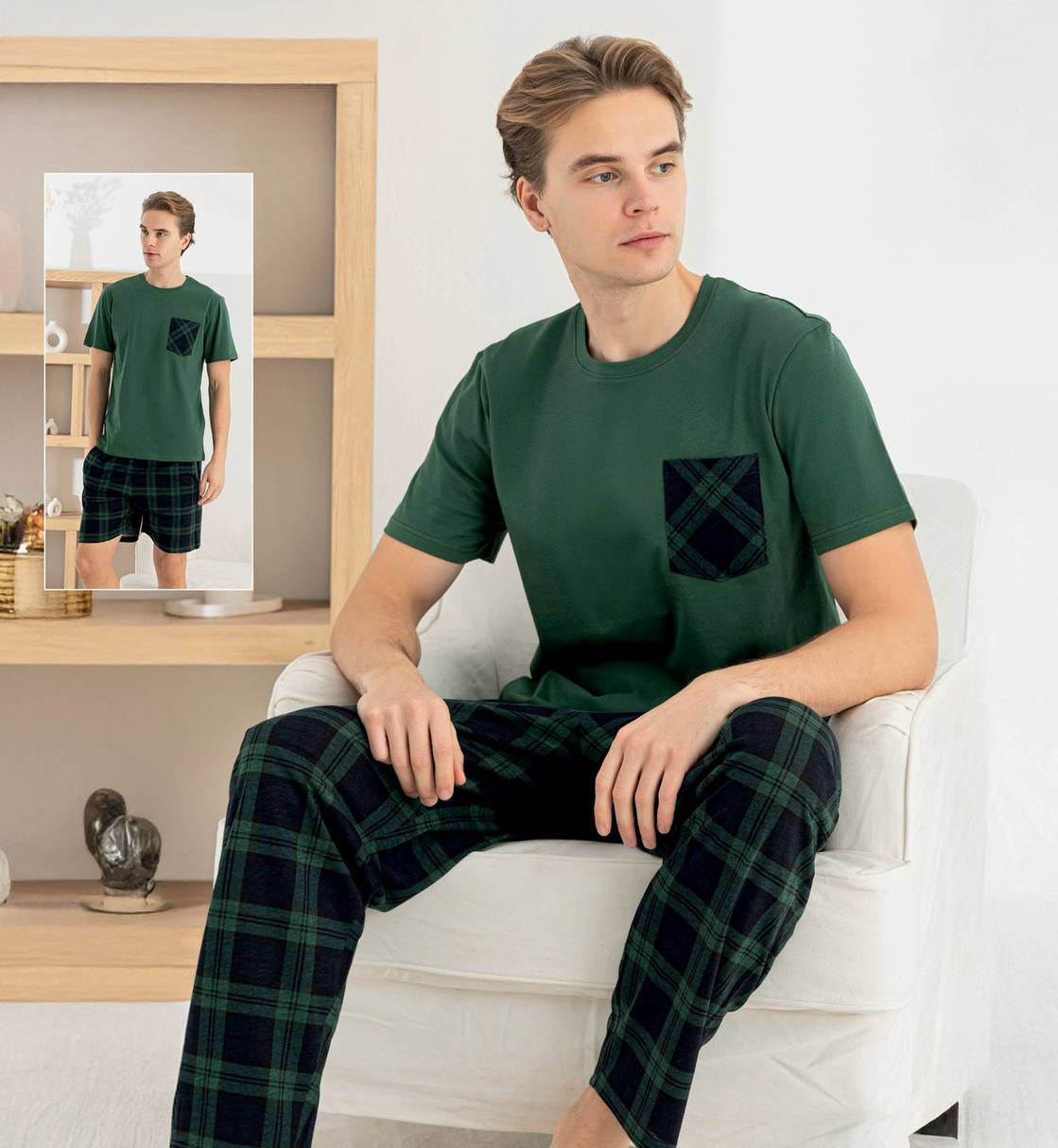 Cotton 3-Piece PJ Set – T-Shirt, Pajama Pant & Short