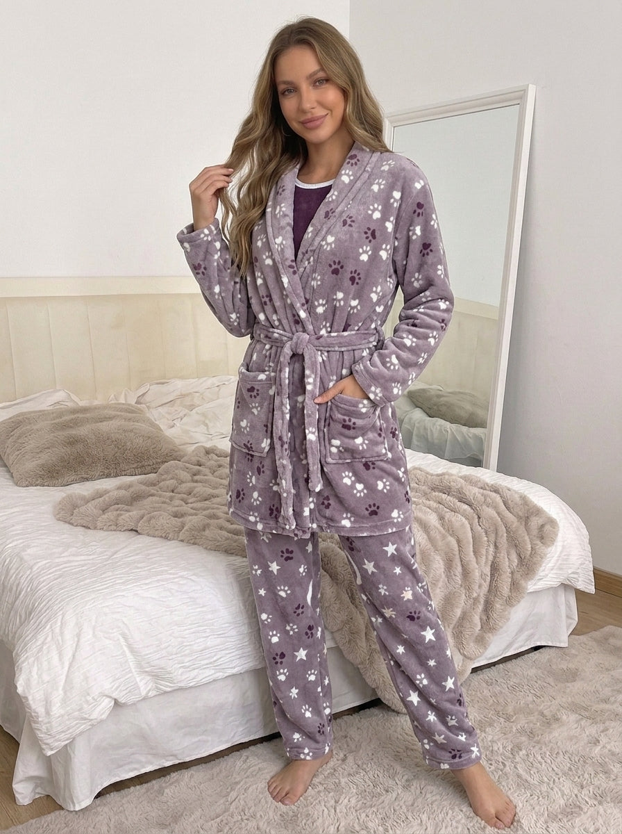 Women’s 3-Piece Mohair Pajama & Robe Set
