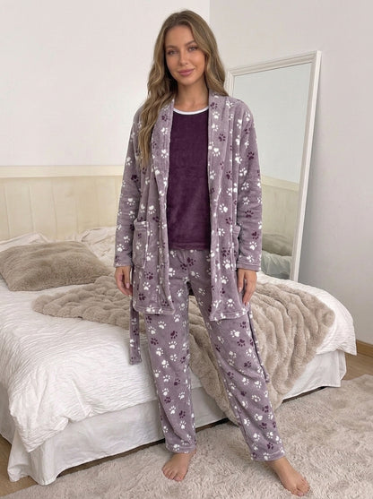 Women’s 3-Piece Mohair Pajama & Robe Set