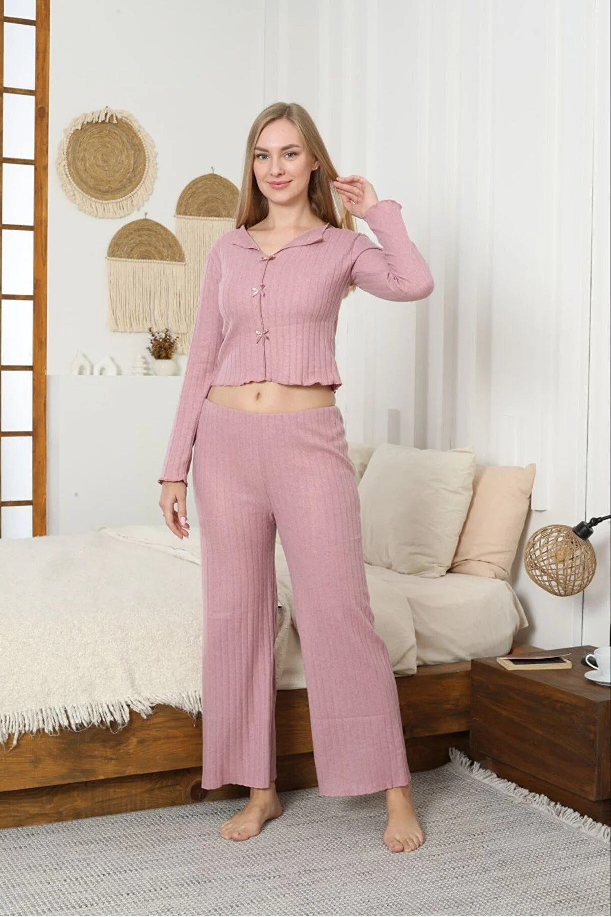 Thin Cotton Cropped Top PJ Set